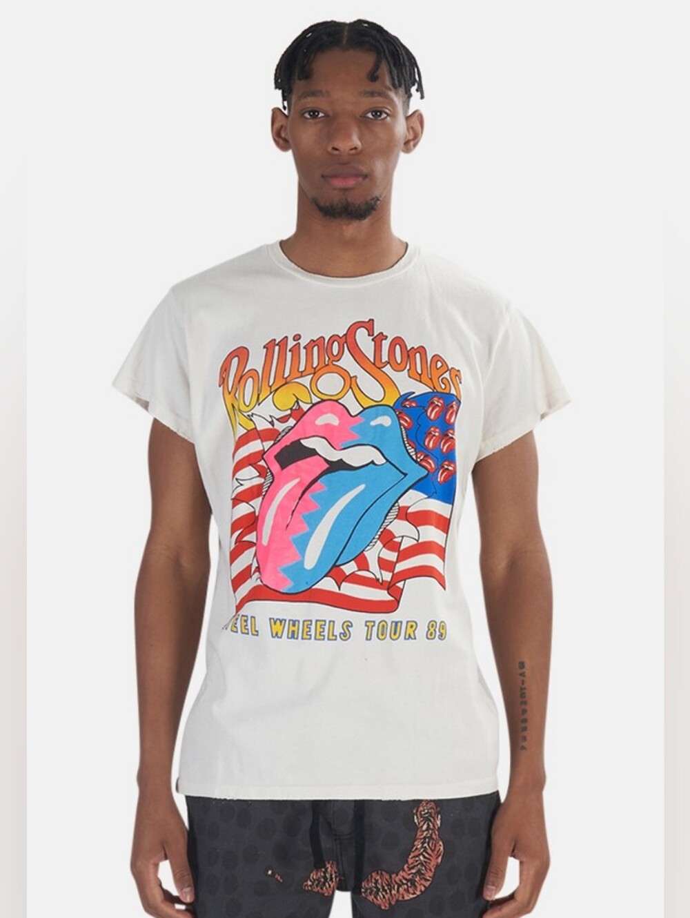 MADEWORN Rolling Stones STEEL WHEEL TOUR 89 T-shirt White XL Short Sleeve Retro